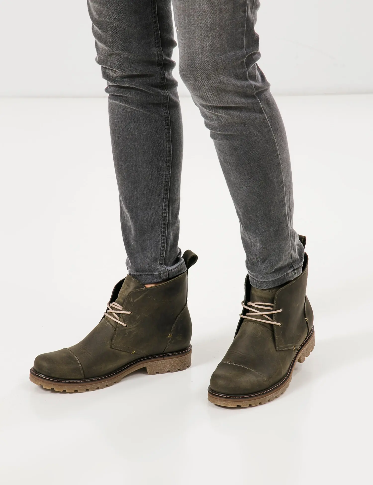 Women’s Green Aged Leather Desert Boots