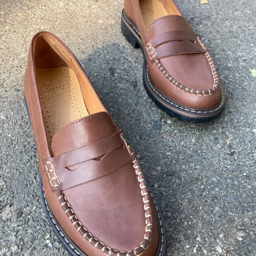 Brown Leather Penny Loafers: Classic Women's Top Siders