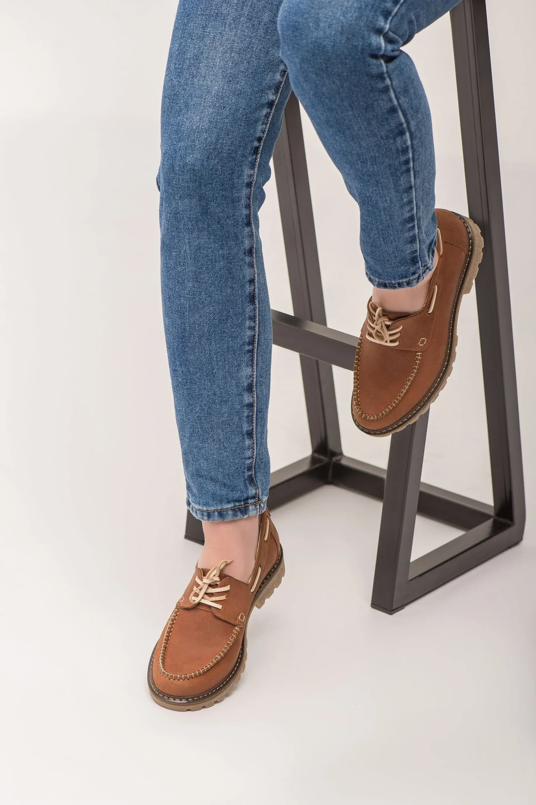 Women’s Brown Leather Boat Moccasin Loafers