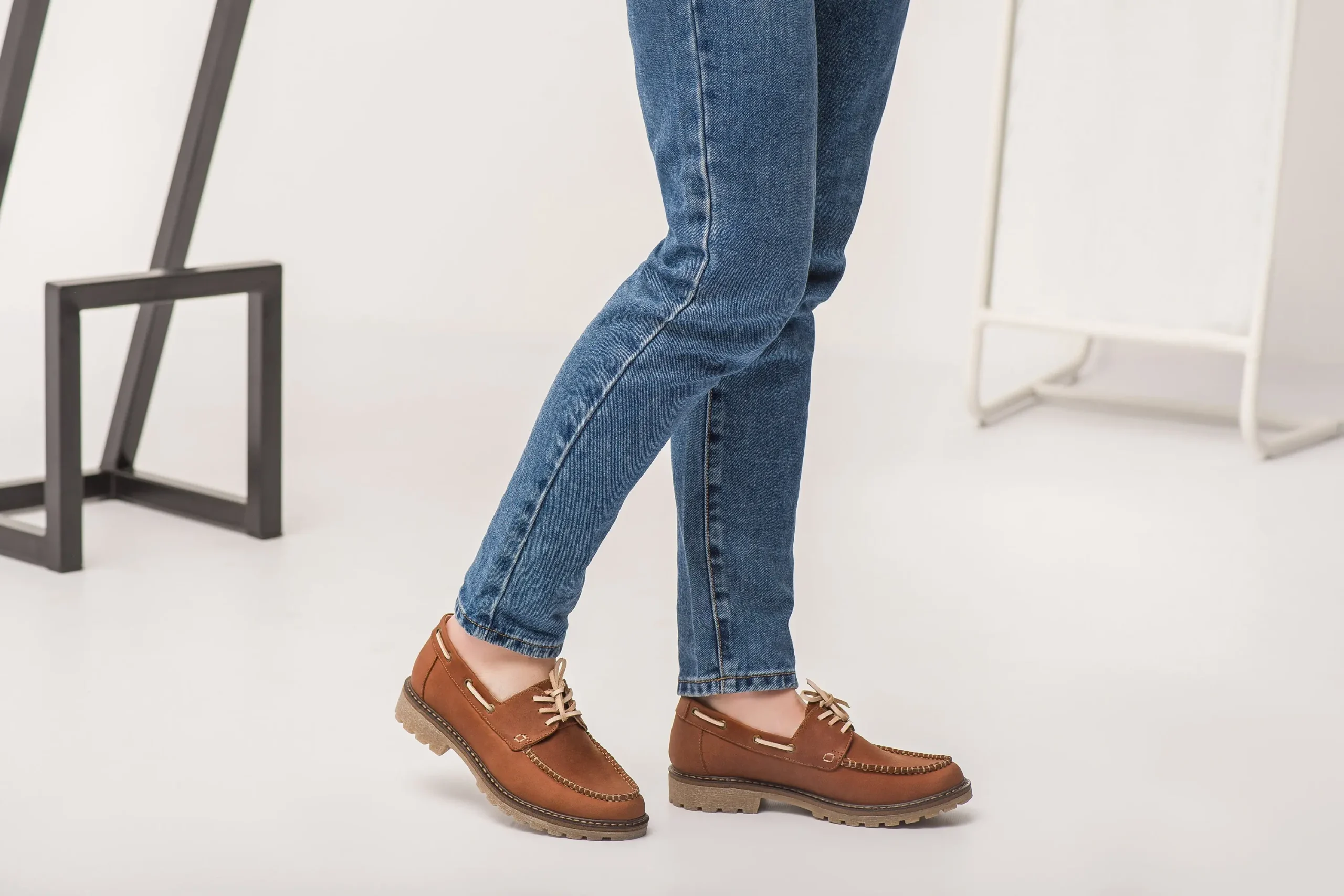 Women’s Brown Leather Boat Moccasin Loafers