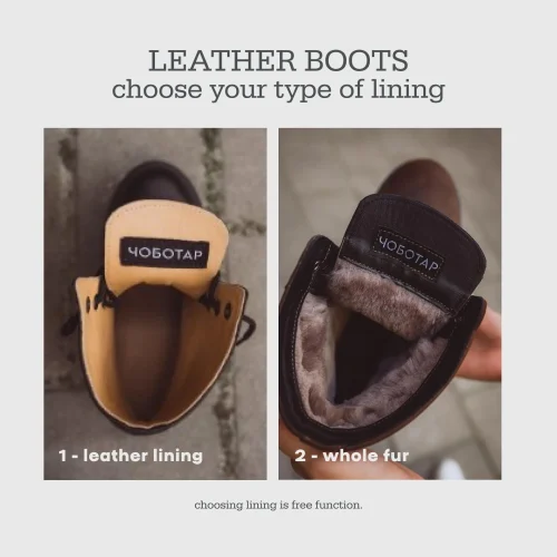 Mens Brown Leather Work Boots Fur Lined Combat