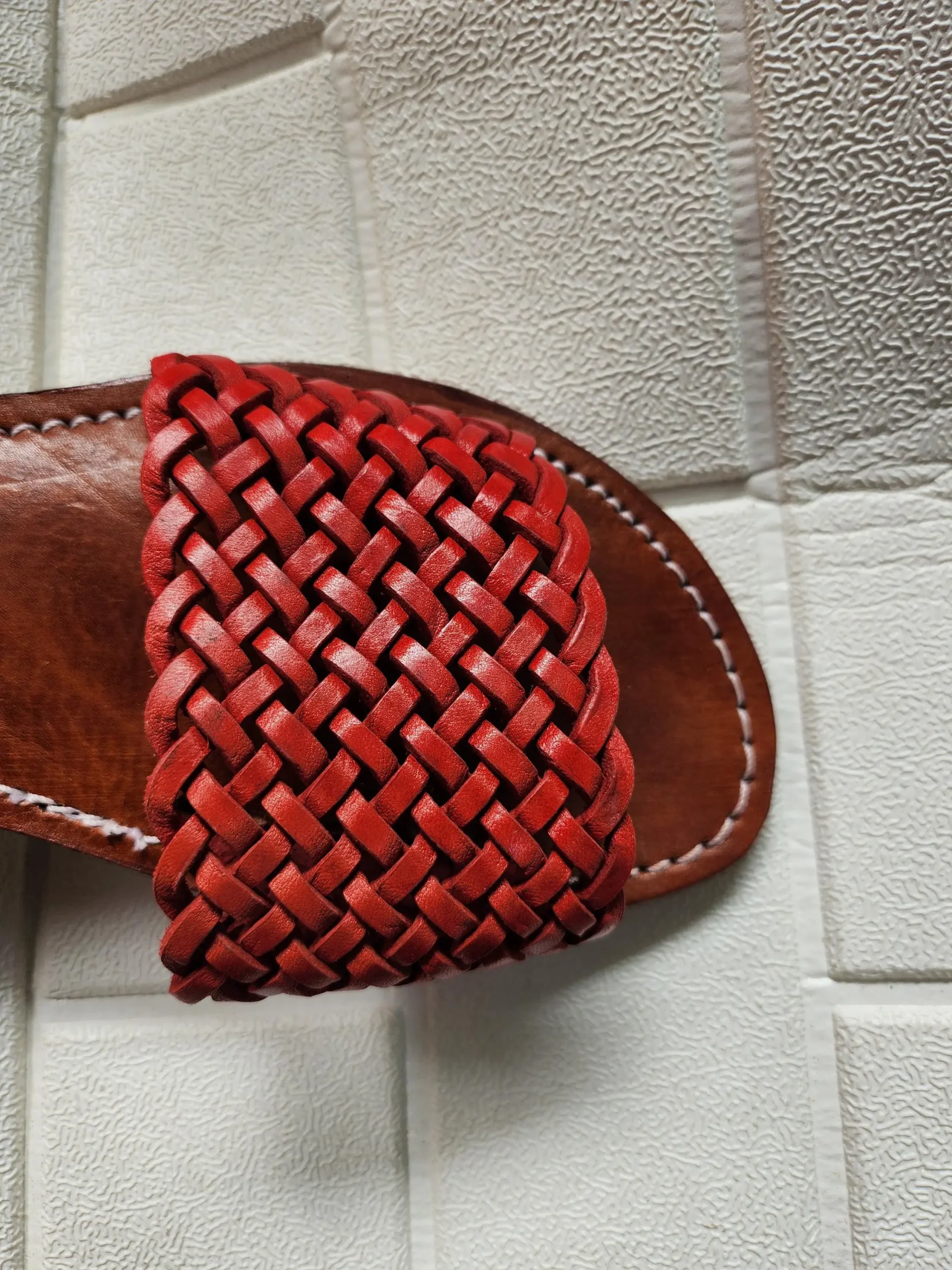 Women’s Terracotta Braided Moroccan Leather Slides