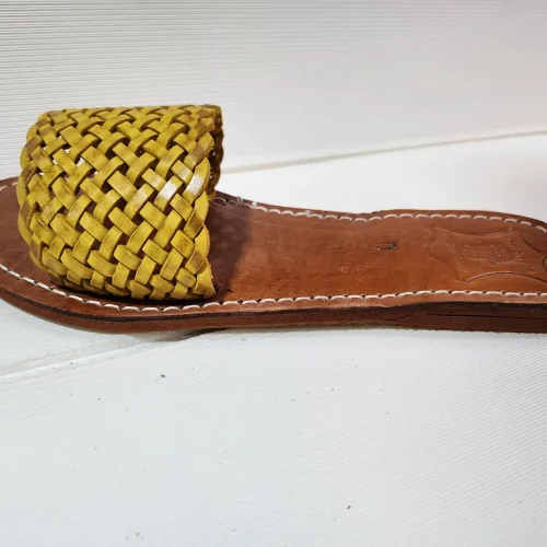 Women’s Yellow Woven Moroccan Leather Flats