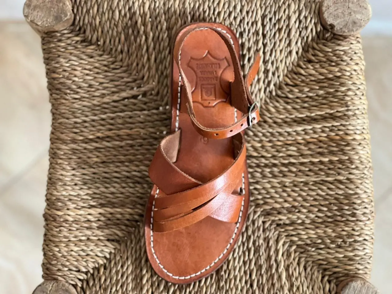 Women’s Brown Cross Strap Moroccan Flat Slides