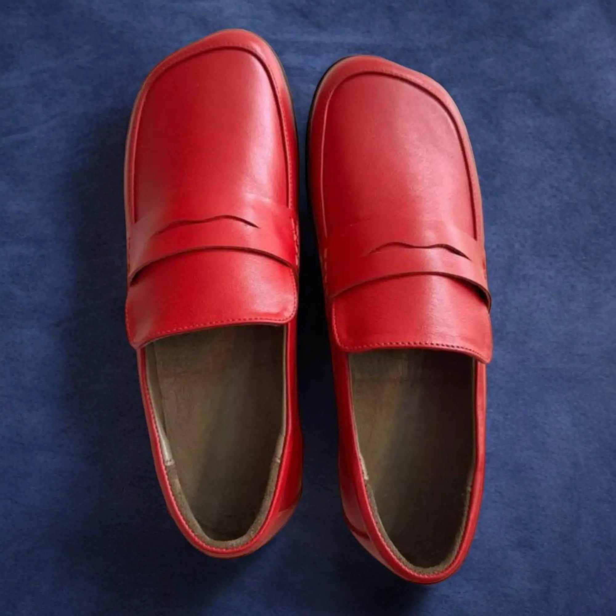 Women Square Toe Flats Handmade Leather Loafers With