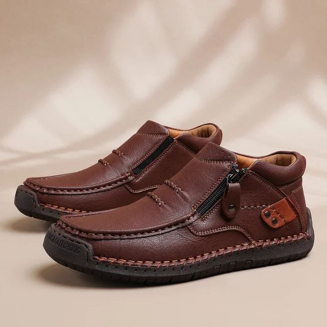 ⏰limited Time Sale 70% Off-men’s Handmade Premium Leather Slip-on Driving Boots – Wide Toe, Arch Support