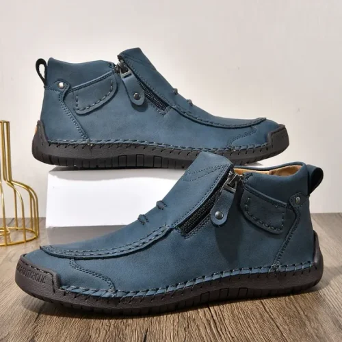⏰limited Time Sale 70% Off-men’s Handmade Premium Leather Slip-on Driving Boots – Wide Toe, Arch Support