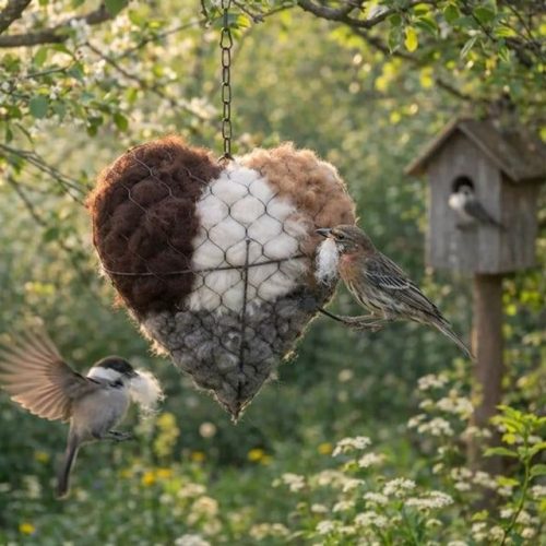 Last Day 50 Off - Handmade Natural Alpaca Fiber Bird Nesting Heartbird Lovers Gi